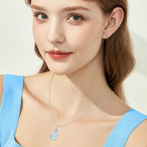 925 Silver Moonstone Dragonfly Necklace Valentine Gift for Women - Picture 5 of 7